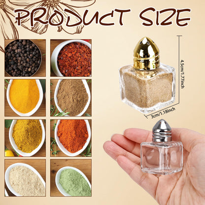 60 Pcs Mini Salt and Pepper Shakers 0.5 oz Glass Cube Clear Spice Shaker with Lid for Home Kitchen Restaurant Seasonings Powdered Sugar Salt Wedding Party (Color Set 1)