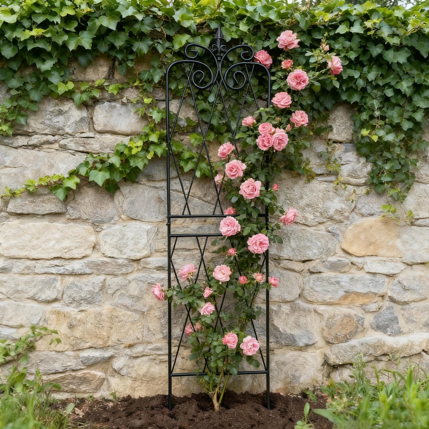 SCENDOR Garden Trellis for Climbing Plants 59inch x15inch Rustproof Metal Vine Trellises for Outdoor Climbing Plants Support Structures A (150cm) 2Pack