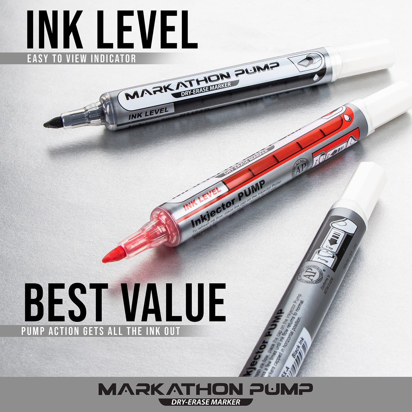 Pentel Markathon Pump Dry Erase Marker, Chisel Tip, Red Ink, 12 Pack (MWL6SX-B)