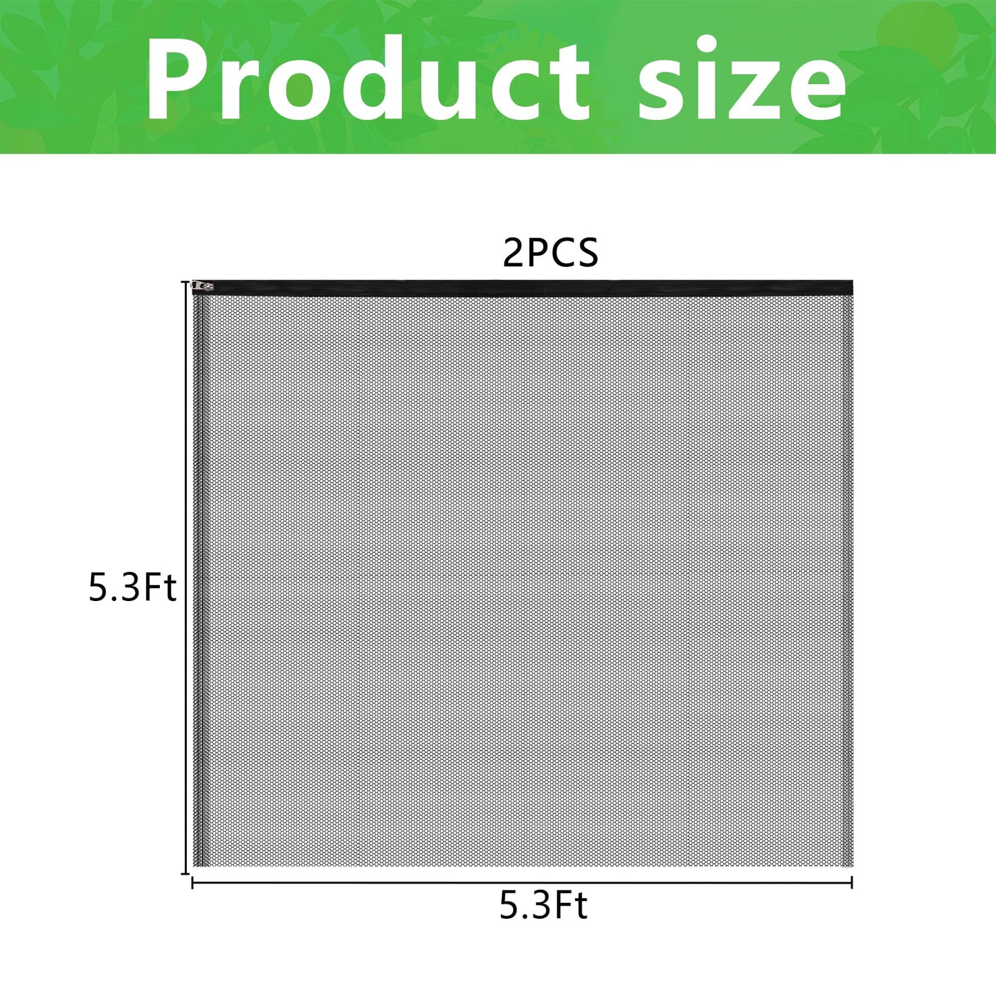 2 Pcs Black Large Fruit Tree Netting with Zipper and Drawstring, 5.3 x 5.3 Ft Breathable Mesh Garden Bird Netting Plant Cover, Insect Bird Barrier Net Mesh for Protect Plants from Squirrel Bugs