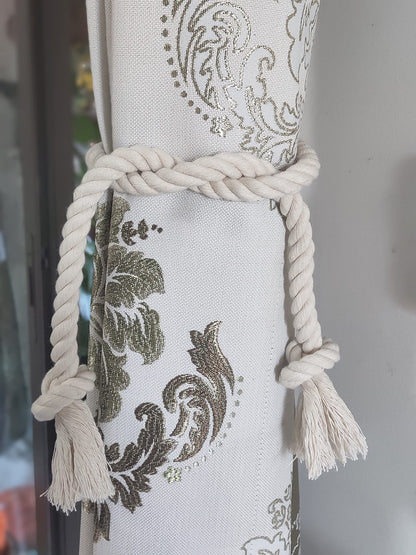 Yteseery 8 Pack Curtain Ties, Outdoor Curtain Tiebacks, Natural Cotton Curtain Holders, Village Rural Rustic Curtain Holdbacks, Nautical Curtain TieBacks Rope for Patio Drapery Pergola Drapes, Beige