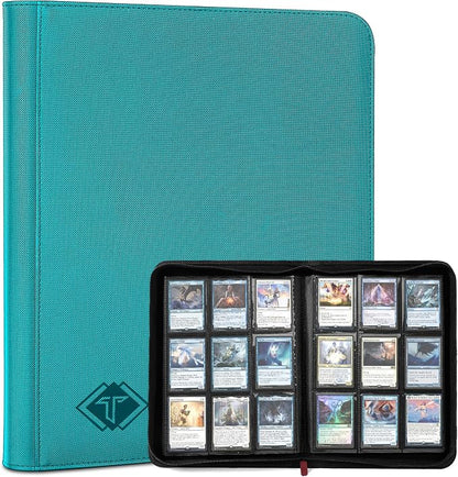 Trading Card Binder, Card Binder Album Folder Book Fit for MTG Baseball Football Sports Cards, Easy to Use Card Collection Binder (Teal, 432 Pockets)