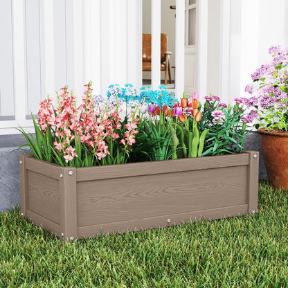 KETOYARK HDPE Raised Planter Box Outdoor,Rot-Resistant and Non-Cracking,Small Raised Beds for Gardening 29.5 * 14.4 * 9.8 in for Yard,Lawn,Outdoor Planter Boxes Rectangle with Drainage Holes Brown