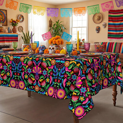JNDJE Mexico Tablecloth 54x54 Inch Square, Halloween Cinco De Mayo Fiesta Decorations for Home Table Cloth, Seasonal Decor Tablecloths Polyester for Picnic Party Supplies