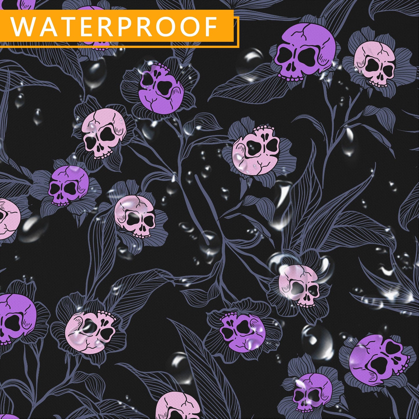 Halloween Goth Skull Tablecloth, Gothic Skeleton Table Cloth Waterproof, Halloween Kitchen Table Decor for Dining Holiday Party 60x60 Inch Round