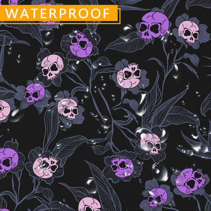 Halloween Goth Skull Tablecloth, Gothic Skeleton Table Cloth Waterproof, Halloween Kitchen Table Decor for Dining Holiday Party 60x60 Inch Round