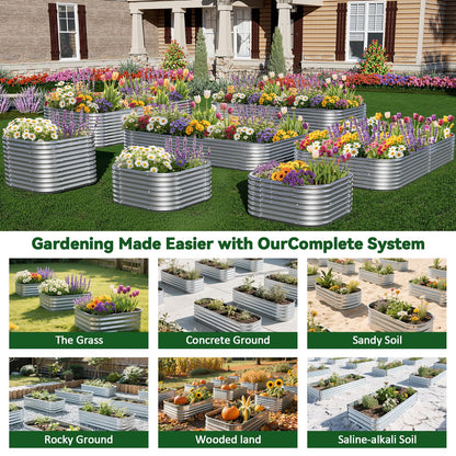 OZMSHF 3 Pack Raised Beds for Gardening, Corrugated Galvanized Steel Raised Garden Bed, Outdoor Metal Above Ground Garden Bed for Vegetables and Flowers-3x2FT