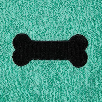 Bone Dry Pet Grooming Towel Collection Absorbent Microfiber X-Large, 41x23.5, Embroidered Green (Pack of 12)