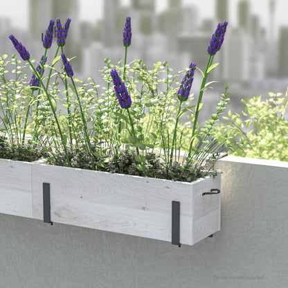 WISHCII Window Box Brackets, (5.9 to 11.8 Inches) Adjustable Planter Box Brackets, Heavy Duty Iron Flower Box Holder for Railings,- Perfect for Balconies, Fences, and Gardens (Classic Shape,4 Pack)