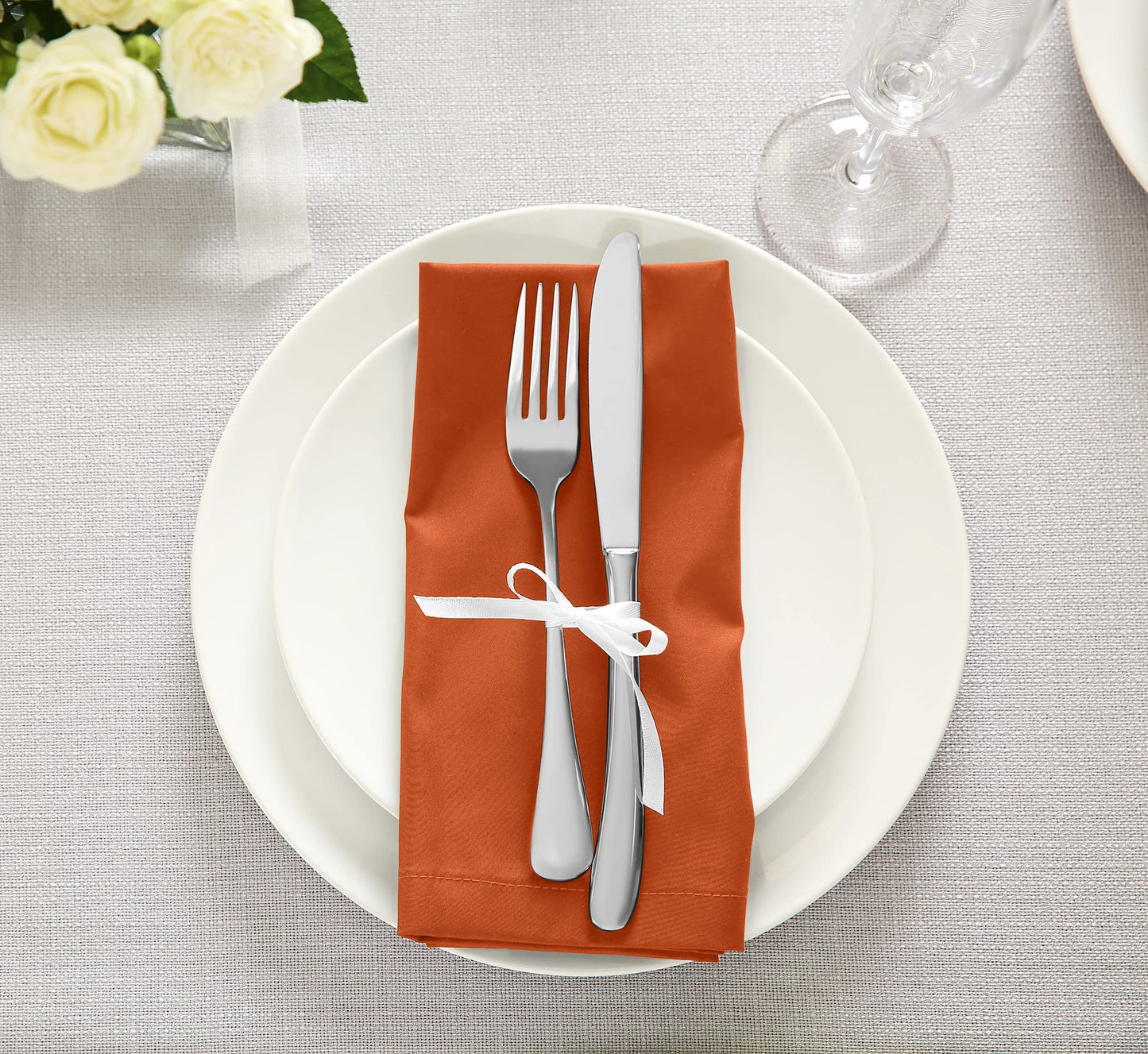 Utopia Kitchen Orange Cloth Napkins [12 Pack, 18x18 Inch] Absorbent Cotton Blend Washable and Reusable for Halloween, Thanksgiving, Dinner, Restaurant, Lunch, Wedding and Hotel