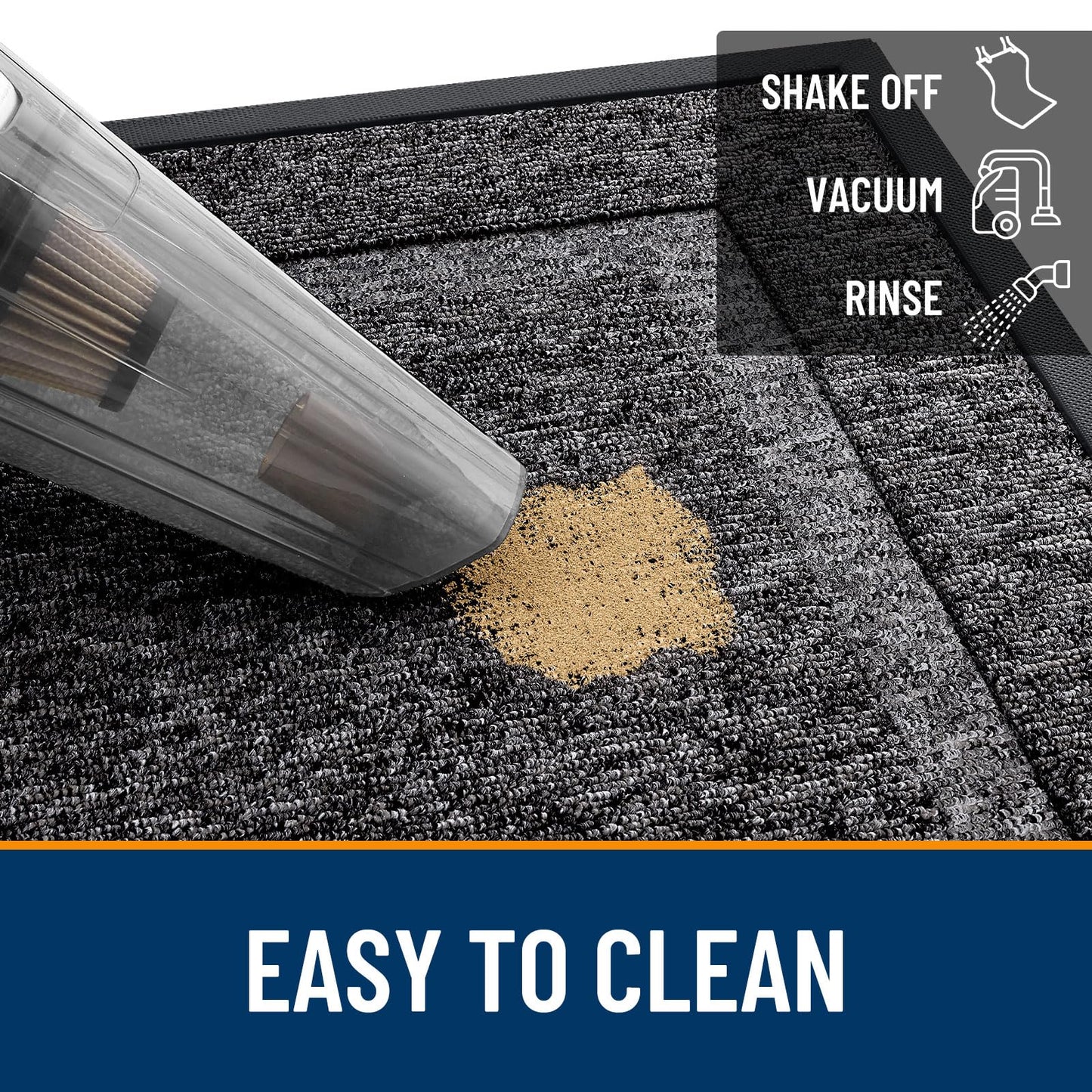 OLANLY Front Door Mat Indoor Outdoor Entrance, Waterproof All-Season, All-Weather Doormat, Sturdy Natural Rubber, Low Profile, Easy Clean Patio Porch Entryway Mat, 29.5x17, Black and White