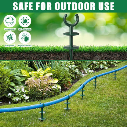 Yalikop 16 Pcs 3/4'' Garden Hose Guide Stakes Bulk Garden Guards Holder Spike for Plant-Saving Outside Yard Lawn to Preventing Hose Tangles and Protecting Plants