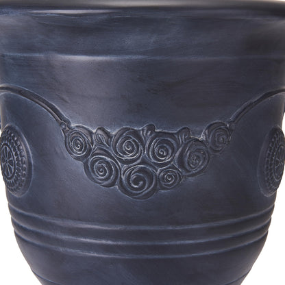 Christopher Knight Home Rewol Round Concrete Planter Set of 2, 2 Pack Garden Flower Pot with Drainage Hole, Patio Urn Planter for Outdoor Plants, Outdoor Planter Box, No Assembly, Antique Black