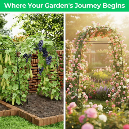 Garden Arch Trellis for Climbing Plants, 82 Inch Tall Grape Trellies for Outdoor,Flower Vegetable Tomato Cucumber Trellis with Clamp Netting, Metal Vine Plants Support for Wedding Garden Decoration
