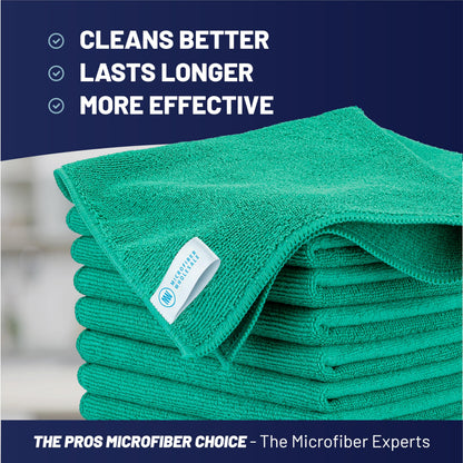 Microfiber Wholesale MW Pro 16x16 Microfiber Wash Cloths - Absorbent Kitchen Dish Rags & Counter Wipes - Heavy Duty Scrubbing Towels for Restaurants & Food Prep (Green, 12-Pack)