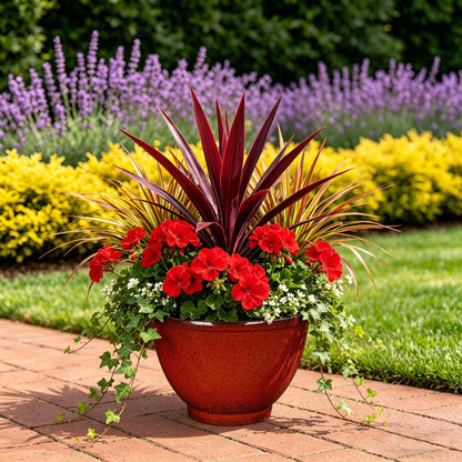 Hollyone Set of 2 Outdoor Planter 11.5 inch Plant Pot Plastic Pots for Plants Planters for Outdoor Indoor Plants with Drainage Hole Round Plant Pot Flower Pots Garden Decorations Dark Red