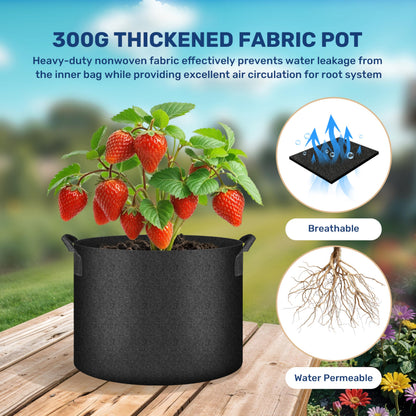 HealSmart 10 Gallon 6 Pack Nonwoven Grow Bags, Aeration Fabric Pots with Handles, Heavy Duty Garden Grow Pots for Tomato Vegetables Flowers, 6 Plant Labels, Black