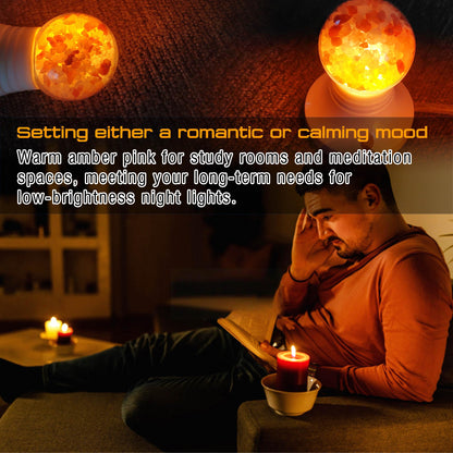 E26 Himalayan Salt Lamp Light Bulbs 3W, 2200K Warm Amber Night Light Bulbs 100lm, E26 G45 Pink Salt Rock Lamp Bulb for Bedroom Sleep, Stress Relief, Ambient Mood Lighting, Decor, Non-Dimmable, 4 Pack