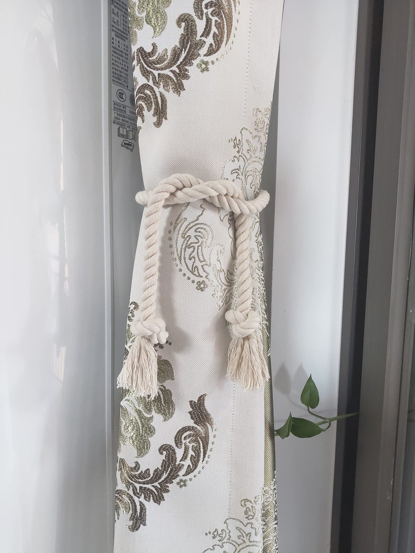 Yteseery 8 Pack Curtain Ties, Outdoor Curtain Tiebacks, Natural Cotton Curtain Holders, Village Rural Rustic Curtain Holdbacks, Nautical Curtain TieBacks Rope for Patio Drapery Pergola Drapes, Beige