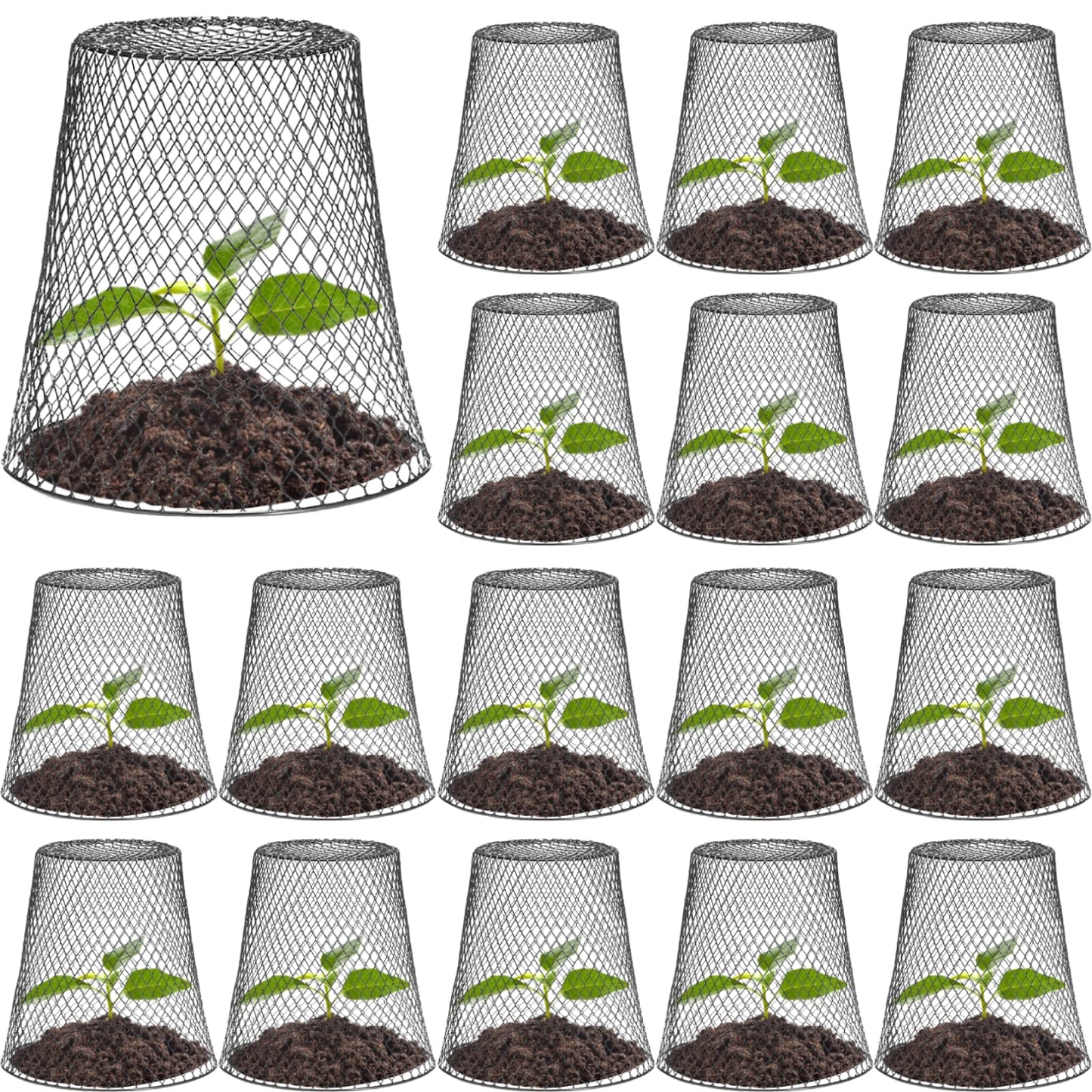24 Pcs Chicken Wire Cloche Plant Protector Cover Plant Protector from Animals Metal Garden Protections for Plants, Shrubs and Vegetables with 48 Ground Stakes (24)