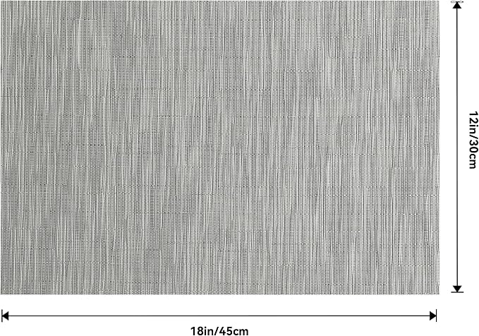 Leetaltree Silver Placemats Set of 6 - Heat Resistant Non-Slip Place mats for Dining Table, Washable Durable PVC Vinyl Woven Table Mats（Silver, 6）