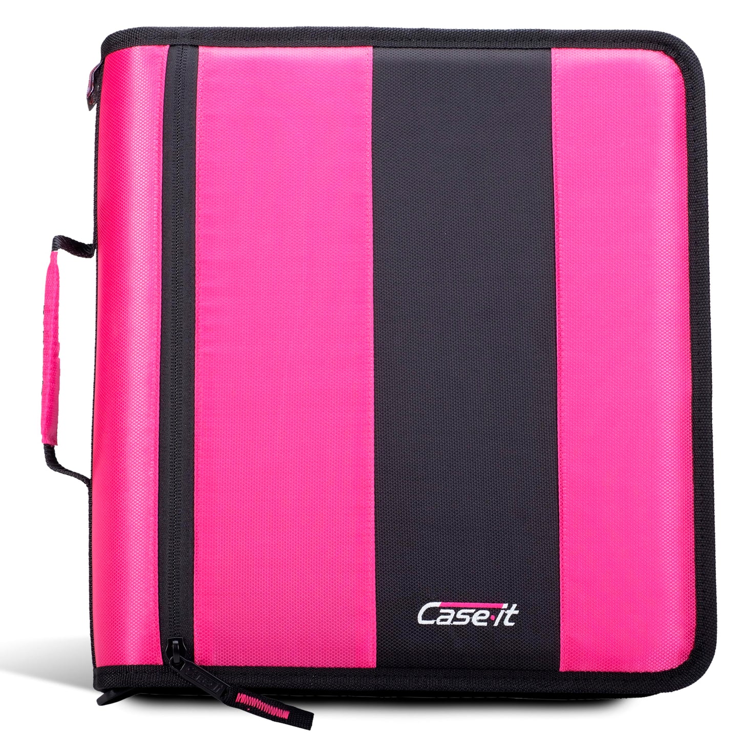 Case-it Classic Zipper Binder | 2-Inch O-Rings, 350 Sheet Capacity, Multiple Storage Pockets & Shoulder Strap | School & Office Organizer | D-251 Magenta