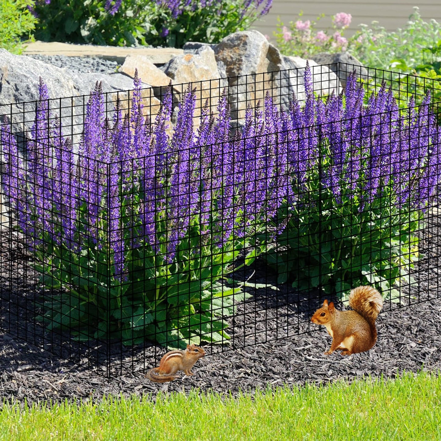10 Pack Plant Protector from Animals, 12'' x 12'' Square Metal Plant Cages Wire Plant Protectors 40pcs Metal Mesh to Keep Animals Out, Garden Protection Bunny Barricades for Garden Flowers Vegetables