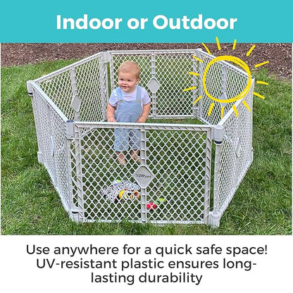 Toddleroo by North States - Superyard Duo Extra Wide Baby Gate & Play Yard: 6 Panel Playpen - Included Wall Mount Kit - Made in USA - 38.5 to 201 Inches W - 26 Inches T - Light Gray