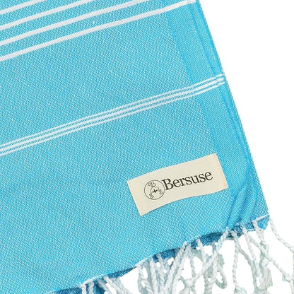 Bersuse Towels Anatolia XL Beach Blanket Throw Blanket Turkish Towel 100% Cotton Extra-Large Quick-Dry Lightweight Premium Peshtemal Towel - 61x82 Inches, Turquoise (Set of 6)
