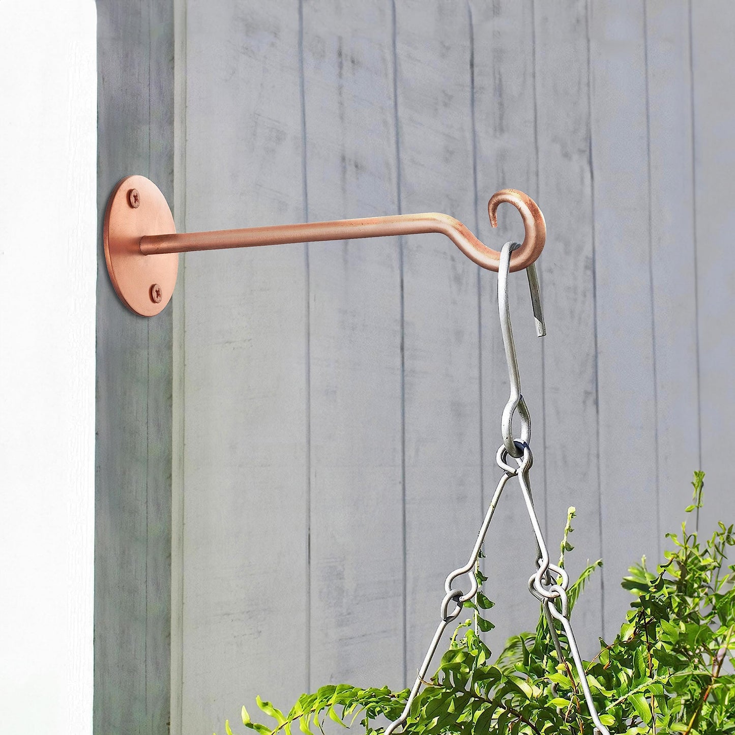Monarch Abode Plant Hangers – Wall Mount Plant Hooks for Hanging Baskets, 7.5 Inch Metal Brushed Copper Fence Wall Plants Hanger for Outdoor Indoor, Flower Pot, Bird Feeder, Wind Chime Bracket, 2 Pack