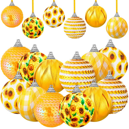 Yuxung 12 Pcs Summer Sunflower Ball Tree Ornaments Sunflower Ball Hanging Ornaments Yellow Honeycomb Balls Tree Decoration for Summer Holiday Theme Birthday Party Favor Supplies