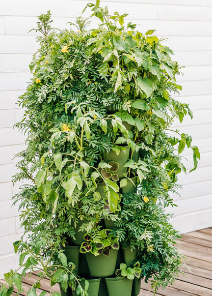 Greenstalk 7 Tier Leaf Vertical Planter for Growing a Variety of Strawberries, Vegetables, Herbs, & Flowers (Evergreen)