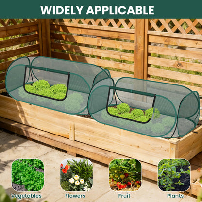 2-Pack Raised Garden Bed Covers, 45" x 22" x 17" Mesh Crop Cage, Pop-Up Plants Cover with 30% Shade Cloth for Seedlings Vegetables Fruits Flowers, Protects Against Birds Animals Pests with 16 Stakes