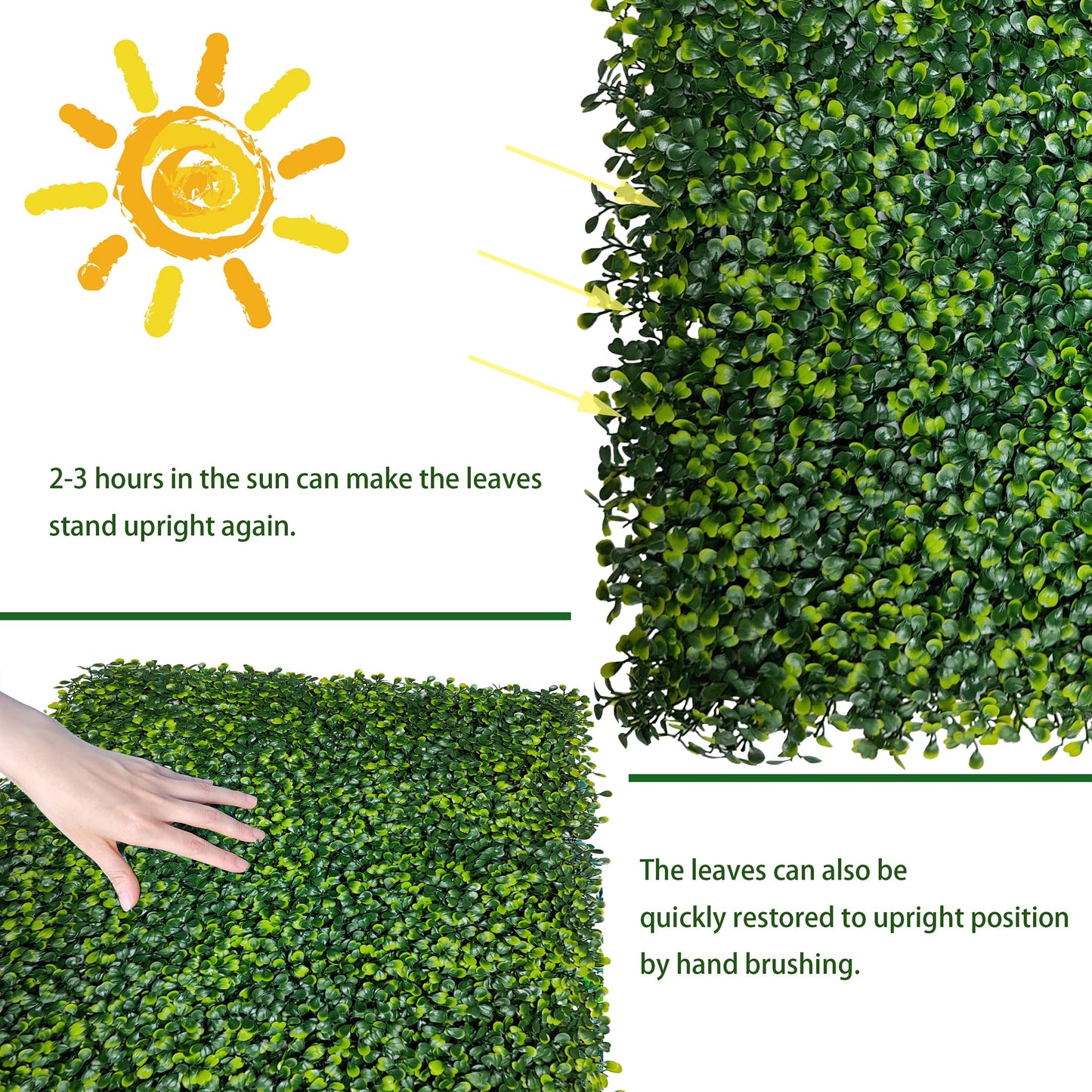 ODTORY Artificial Boxwood Roll Panels: 5FT X 10FT (50 sqft) UV-Anti Artificial Ivy Privacy Fence Wall Screen for Indoor Outdoor Green Grass Wall Decor & Ivy Fence Covering Privacy