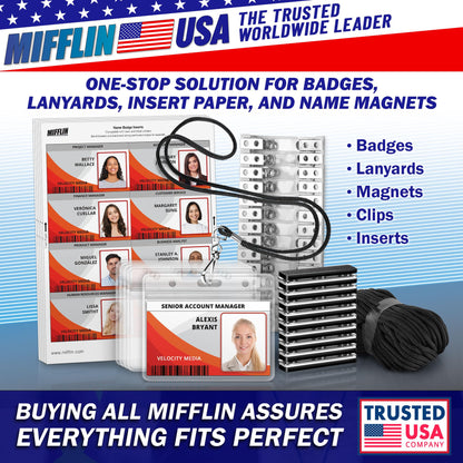 Mifflin-USA Passport & Card Holders (Clear, 4x6 Inches, 100 Pack), Extra Large ID Name Badge Holder, Zipperless Vertical Plastic Card Holders