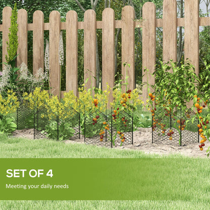 Garden Chicken Wire Cloche, 12" x 14" Plant Protectors from Animals, 4 Pack Metal Crop Cages to Keep Animals Out, Black