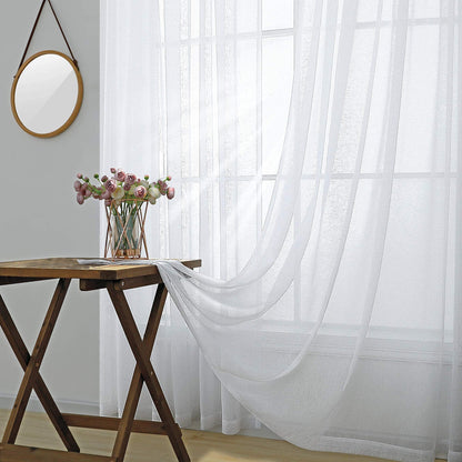 KOUFALL White Sheer Curtains 84 Inches Long 2 Panels,Gauze Cheese Cloth Linen Look Rod Pocket Flowy See Through Curtains for Living Room Bedroom