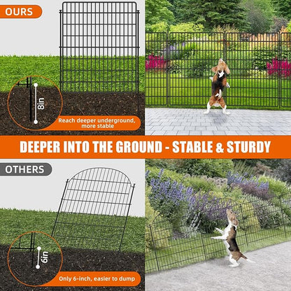 15 Panels No Dig Fence, 32 in(H) X 36 ft(L) Garden Decorative Fence Animal Barrier for Dogs, Rustproof Metal Garden Edging Border for Outdoor, Yard, Patio, Black