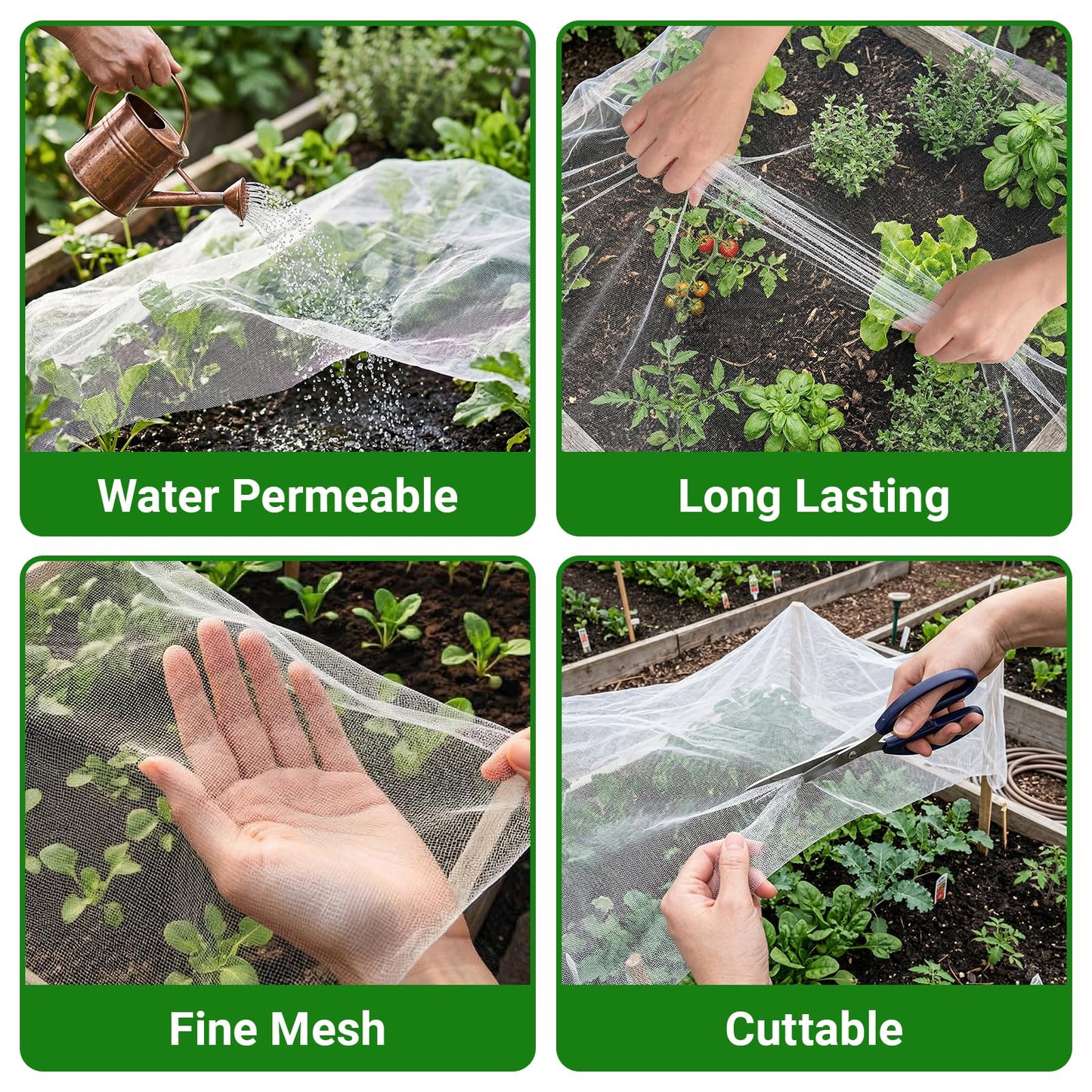 Ultra Fine 10'x20' Garden Netting,Pest Barrier & Bird Netting, Plant Mesh Net Row Cover for Garden,Greenhouse,Patio,Raised Beds, Protecting Vegetables, Flowers, Trees