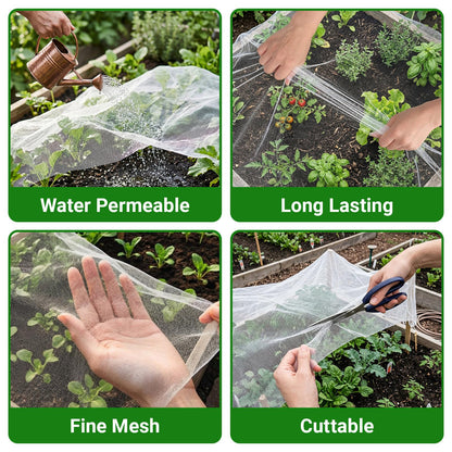 Ultra Fine 10'x20' Garden Netting,Pest Barrier & Bird Netting, Plant Mesh Net Row Cover for Garden,Greenhouse,Patio,Raised Beds, Protecting Vegetables, Flowers, Trees
