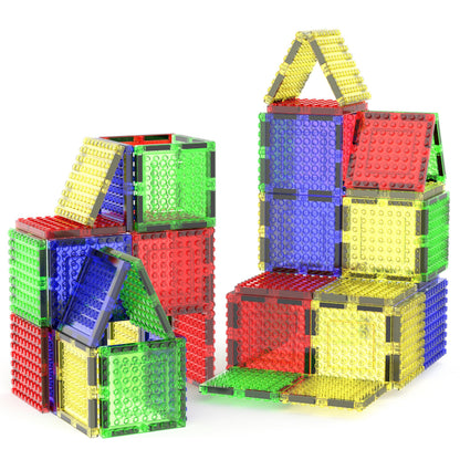 PicassoTiles Magnetic Brick Tiles STEM Creative Magnetic Tiles Building Block Set Building Brick Construction Toy Socket Spikes Toys Accessory Educational Imaginative Learning Kit Stacking Set