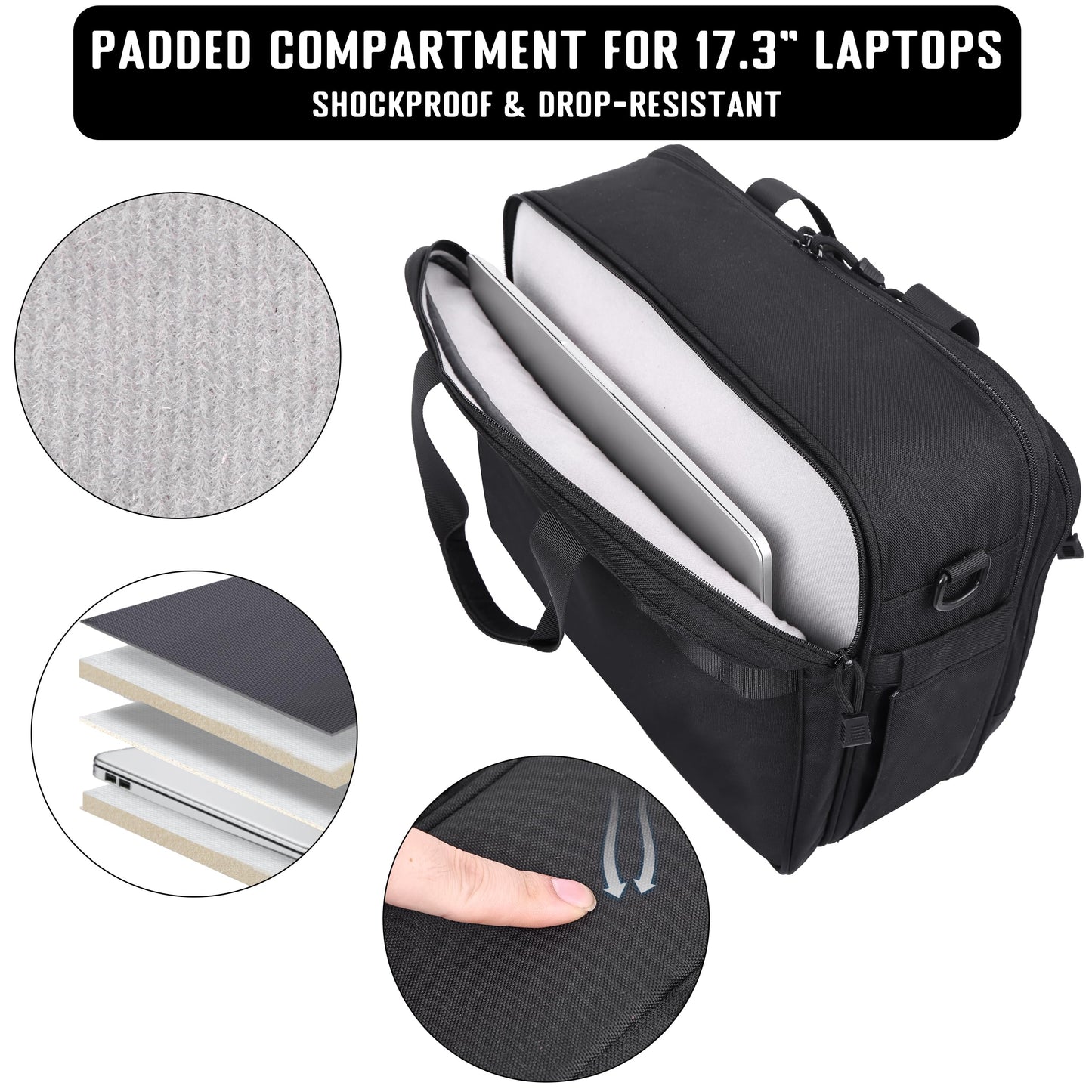 DEYACE Tactical Messenger Laptop Bag Large Military Briefcase 17.3 Inch Computer Work Office Bag for Men YKK-Zippers