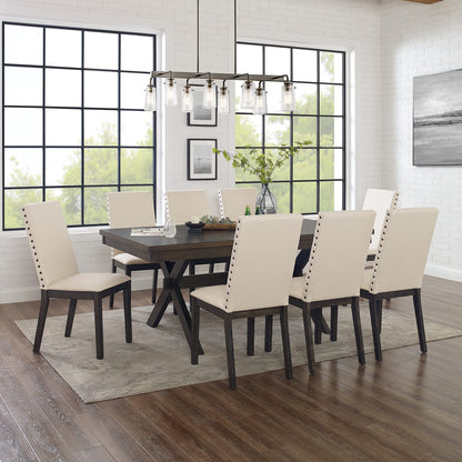 Crosley Furniture Hayden 9-Piece Modern Farmhouse Dining Table Set for 8 with Parsons Chairs, Slate