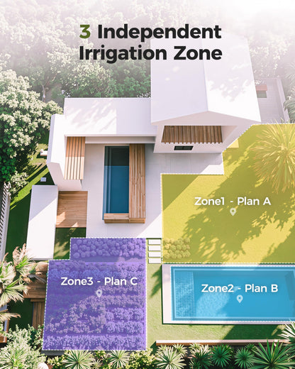 Diivoo Brass 3 Zone Sprinkler Timer, Programmable Hose Timers for Watering 3 Outlet with Large Display, Rain Delay & Manual Mode for Outdoor Automatic Irrigation of Garden, Lawn, Yard