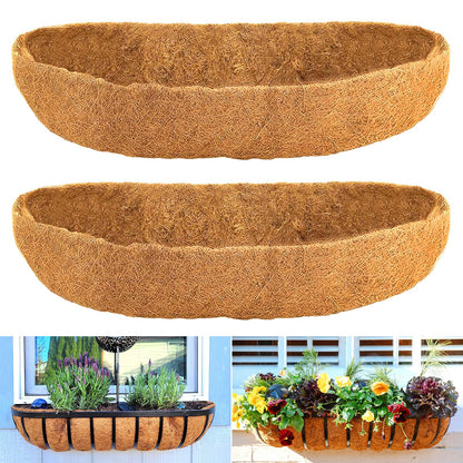 LCHUANG Coco Liners for Planters - 2 Pack 24 Inch Trough Coconut Liners for Planters, Window Box Coco Liners, 100% Natural Coconut Fiber Liners for Wall Hanging Basket, Window Box, Fence Baskets