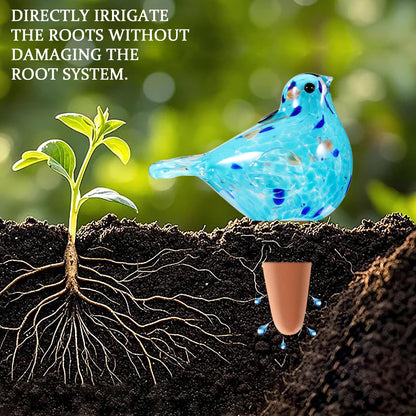 Naboher Glass Bird Shaped Plant Watering Ball Glass Automatic Watering Ball Flower Pot Insertion Spike Drip Irrigation Device Watering Ball Irrigation System Plant Enthusiast Gift (Light Blue)