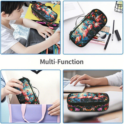 Droerfes Flamingos Pencil Case Pencil Pouch Large Capacity Pen Bag School Office Organizer Stationery Storage Box For Girls Boys Teen Kids