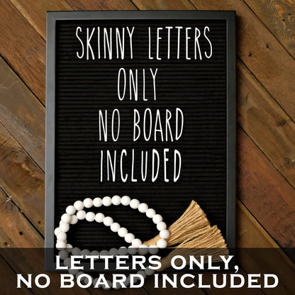 Skinny Felt Board Letters Only Set NO BOARD INCLUDED, Rae Inspired Font Farmhouse Decor Accessory, 2 Inch White Plastic Letters Numbers Symbols For Changeable Felt Letter Board Message Bulletin