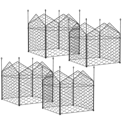Garden Chicken Wire Cloche, 12" x 14" Plant Protectors from Animals, 4 Pack Metal Crop Cages to Keep Animals Out, Black