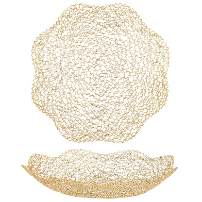 IBWell Decorative Dish for Home Decor and Centerpieces - Gold Vegetable Fruit Bowl Basket(Large) for Kitchen Counter， Table Centerpieces for Dining Room and Living Room Decor (Gold, Large)